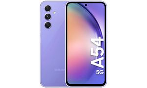 Samsung Galaxy A54 5G sett forfra og bakfra