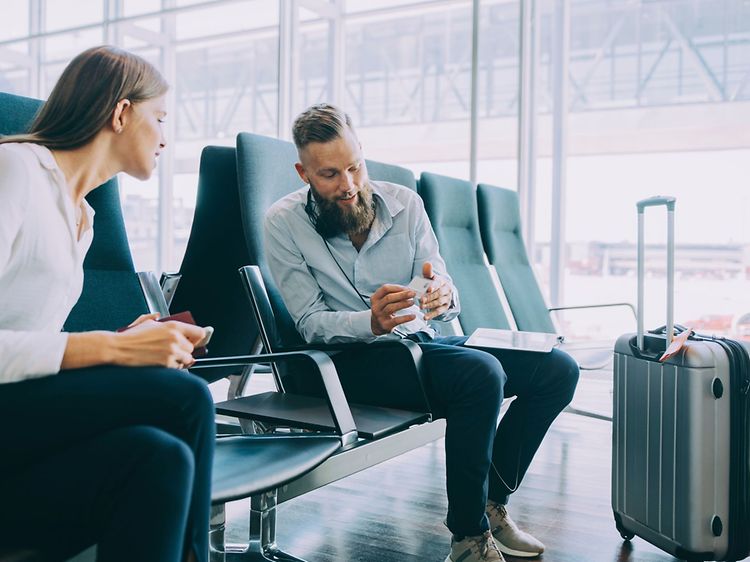 Man and woman in airport