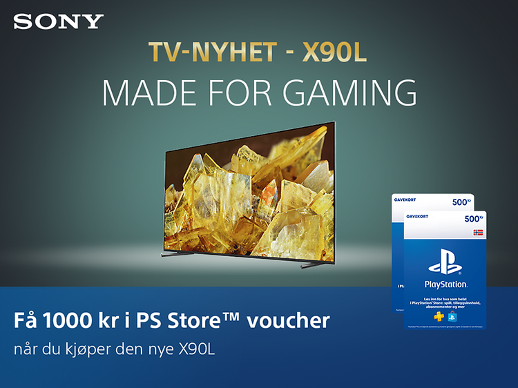 Nye Sony X90L TV og teksten Made for gaming