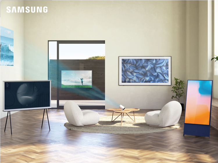 Samsung TV veggmontert i en stue