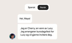 Eksempel på en chat i sanntid med Live Translate