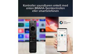 Både fjernkontroll og smarttelefon kan brukes til å kontrollere Sony HT-S2000-lydplanke