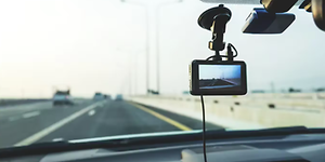 Garmin Dash Cam attached to a car front window