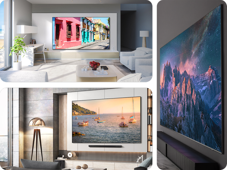 Bildeserie av Samsung QLED TV-er