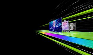 NVIDIA-skjermer med striper som illustrerer NVIDIA Studio-muligheter