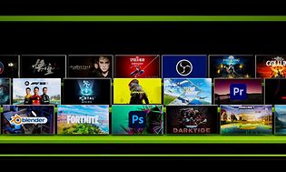 NVIDIA Gaming og collage av forskjellige spill, programmer og apper