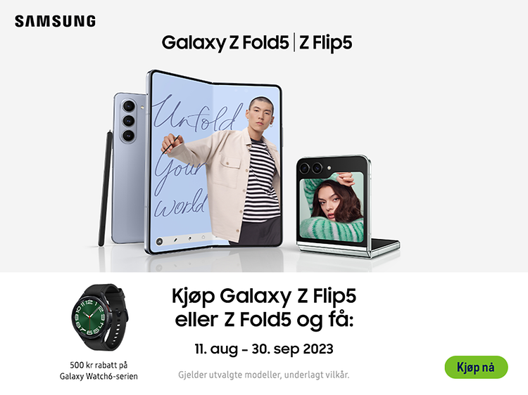 Kjøp Galaxy ZFlip5 eller Fold5 og få 500 kr rabatt på Galaxy watch6-serien