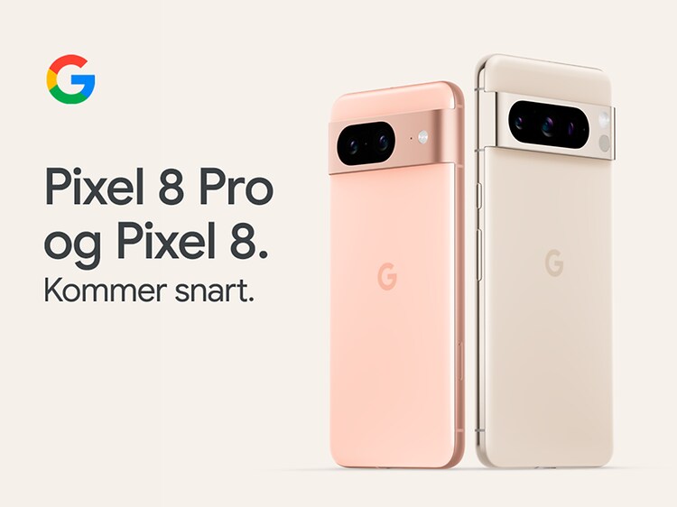 Pixel 8 and Pixel 8 Pro med teksten kommer snart