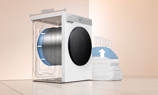 Samsung vaskemaskin med SpaceMax teknologi som gir en kapasitet på 11 kg