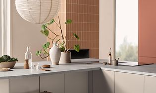 Epoq Trend red clay kitchen and HORN countertop