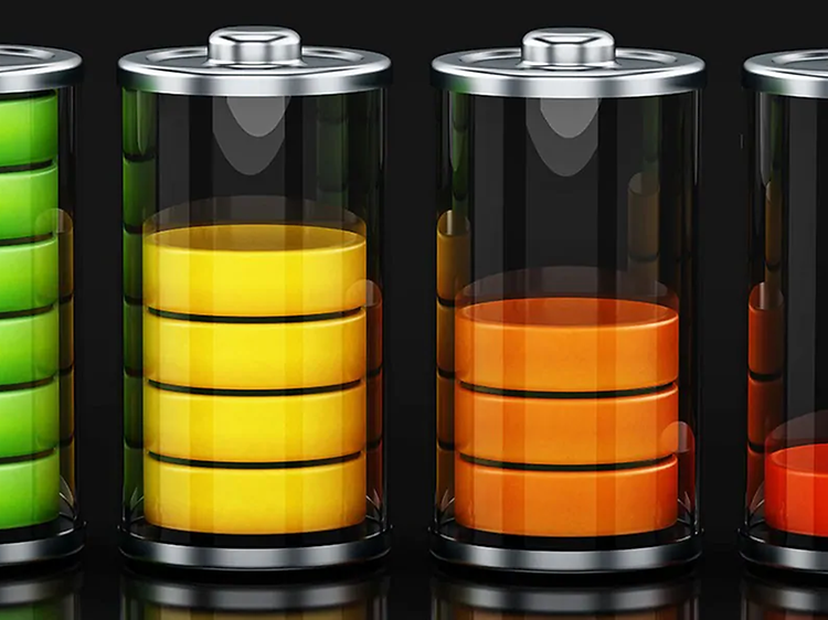Animated batteries with decreasing battery levels