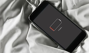 Phone charging whilst laying on blanket