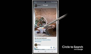 Circle to Search with Google-funkjsonen på en Galaxy S24 Ultra-telefon