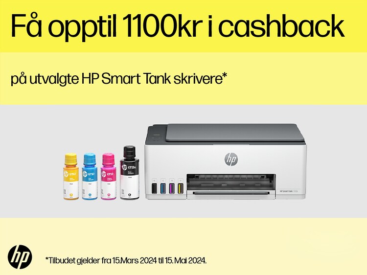 Cashback-kampanje på utvalgte HP Smart Tank-skrivere