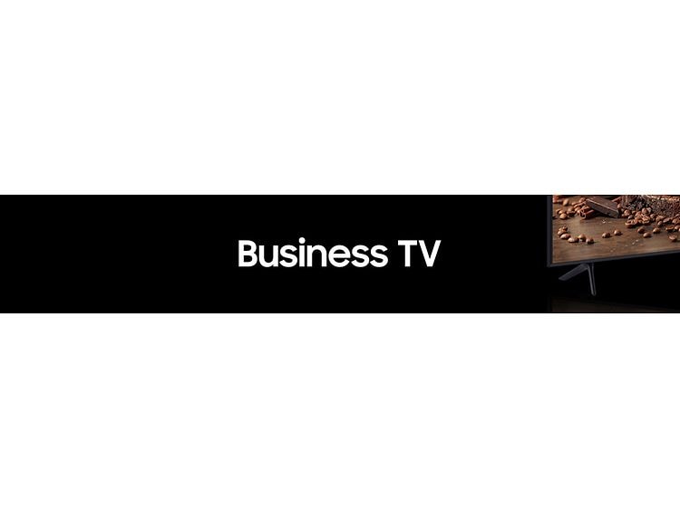 Samsung Business TV-tekst på svart bakgrunn