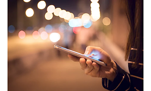 photo of a smartphone at night