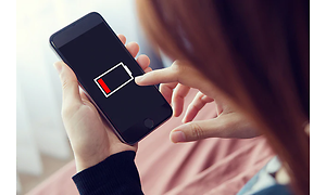 photo of a smartphone with low battery