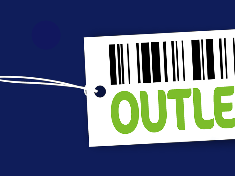 Animert prislapp med teksten outlet