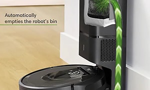 iRobot Roomba i7+ illustrasjon tømming av støvbeholder